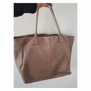 ABRO Beige Leather Tote Bag - Large